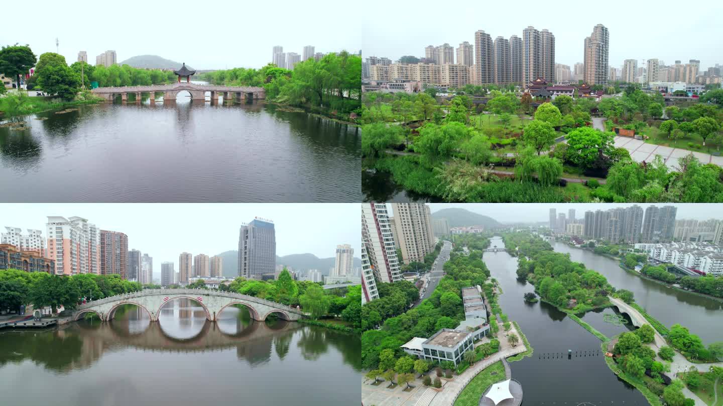 4k温州平阳县凤湖主题公园城市航拍空镜
