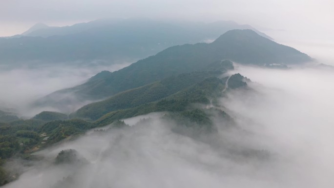 南岳衡山山脉云海航拍延时4K