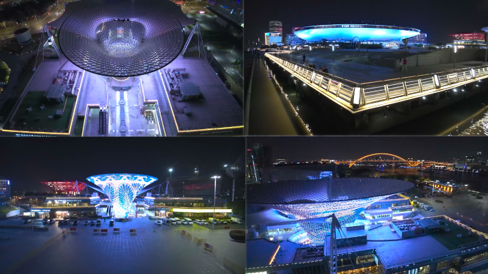 【4K60帧】上海世博谷夜景灯光秀航拍