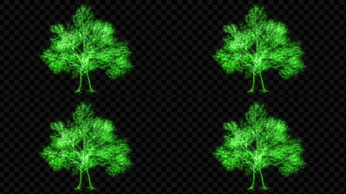 绿色水晶发光树生长动画-带透明通道