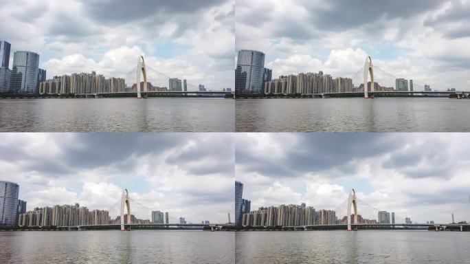 广东省广州市珠江猎德大桥城市延时摄影