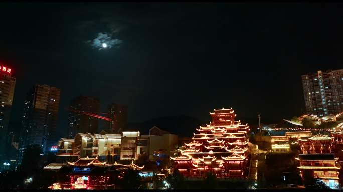 夜景 月色 古建筑