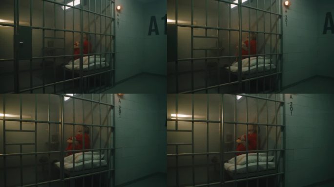 多莉拍摄的女囚犯坐在牢房的床上