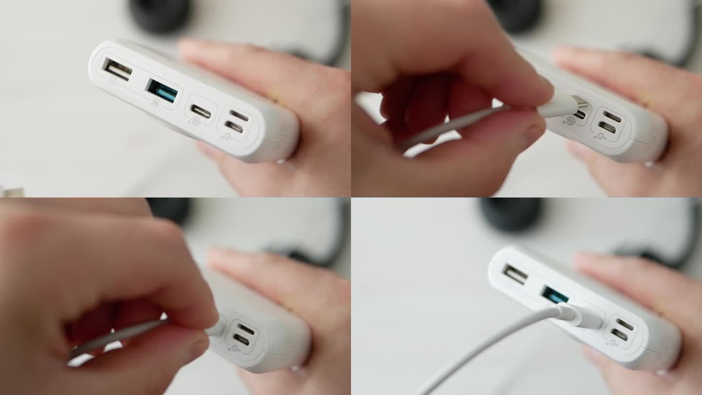 当给带有USB Type C输出的智能手机充电时，人们可以通过电缆给智能手机充电。将USB接口插入充