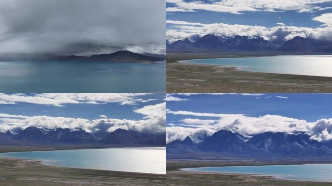 航拍西藏佩枯错湖云海风光