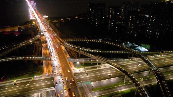 杭州钱塘江立交桥车流夜景风景视频素材