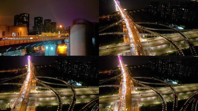 杭州钱塘江立交桥车流夜景风景视频素材