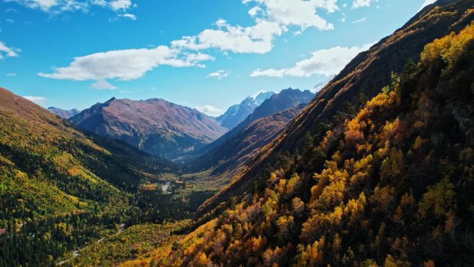 令人惊叹的风景如画的山在阳光明媚的秋天，自然之美