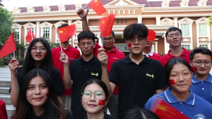 大学生 学校 祝福祖国 五星红旗 青春