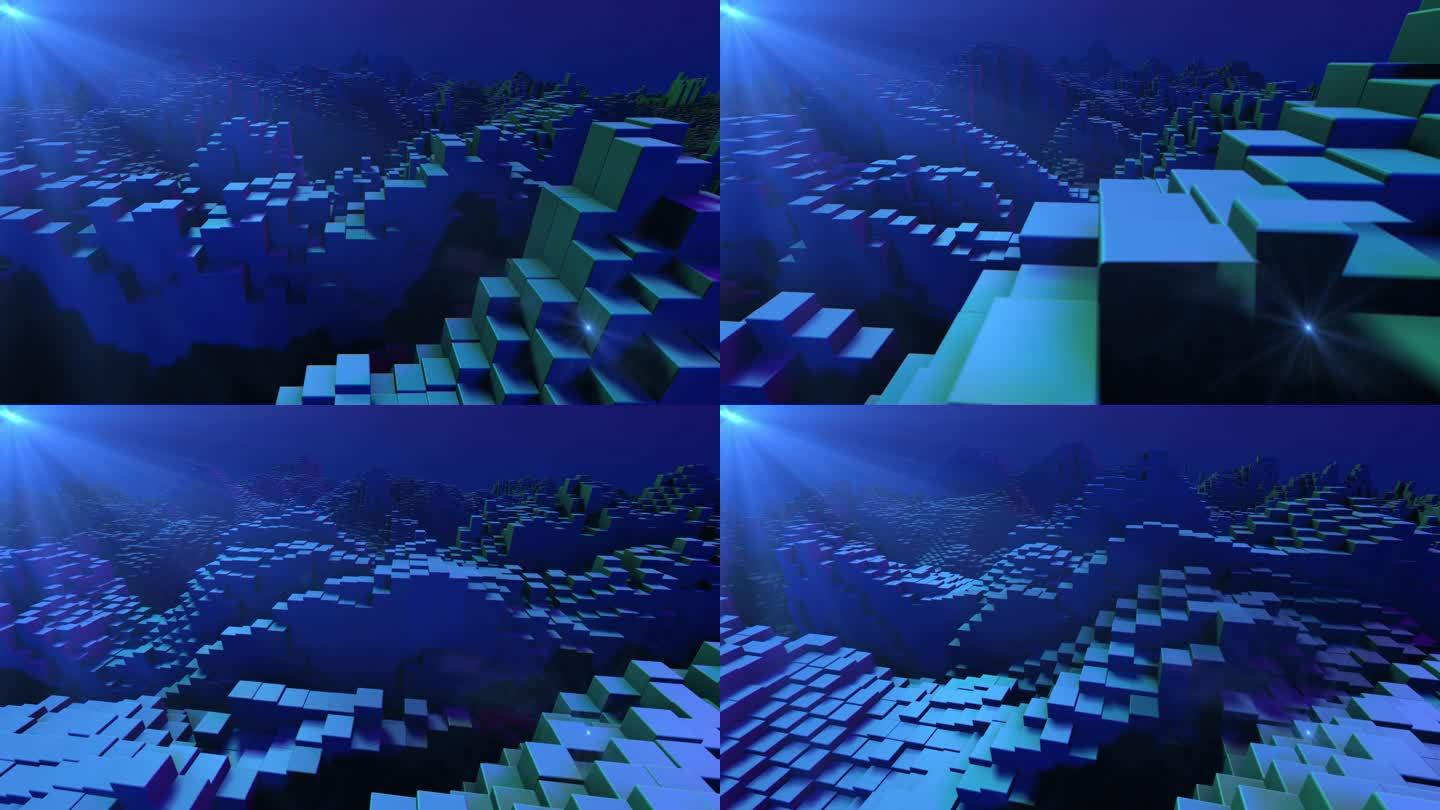 三维方块阵列律动地形动画