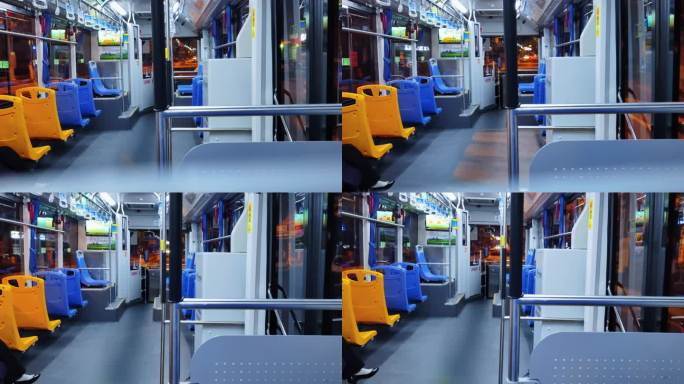 4K夜晚孤独独自乘坐公交车视频