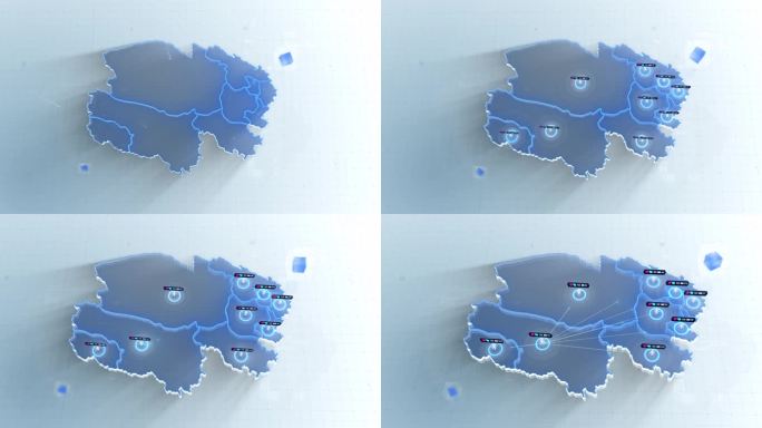 科技感中国地图青海西宁辐射全国覆盖