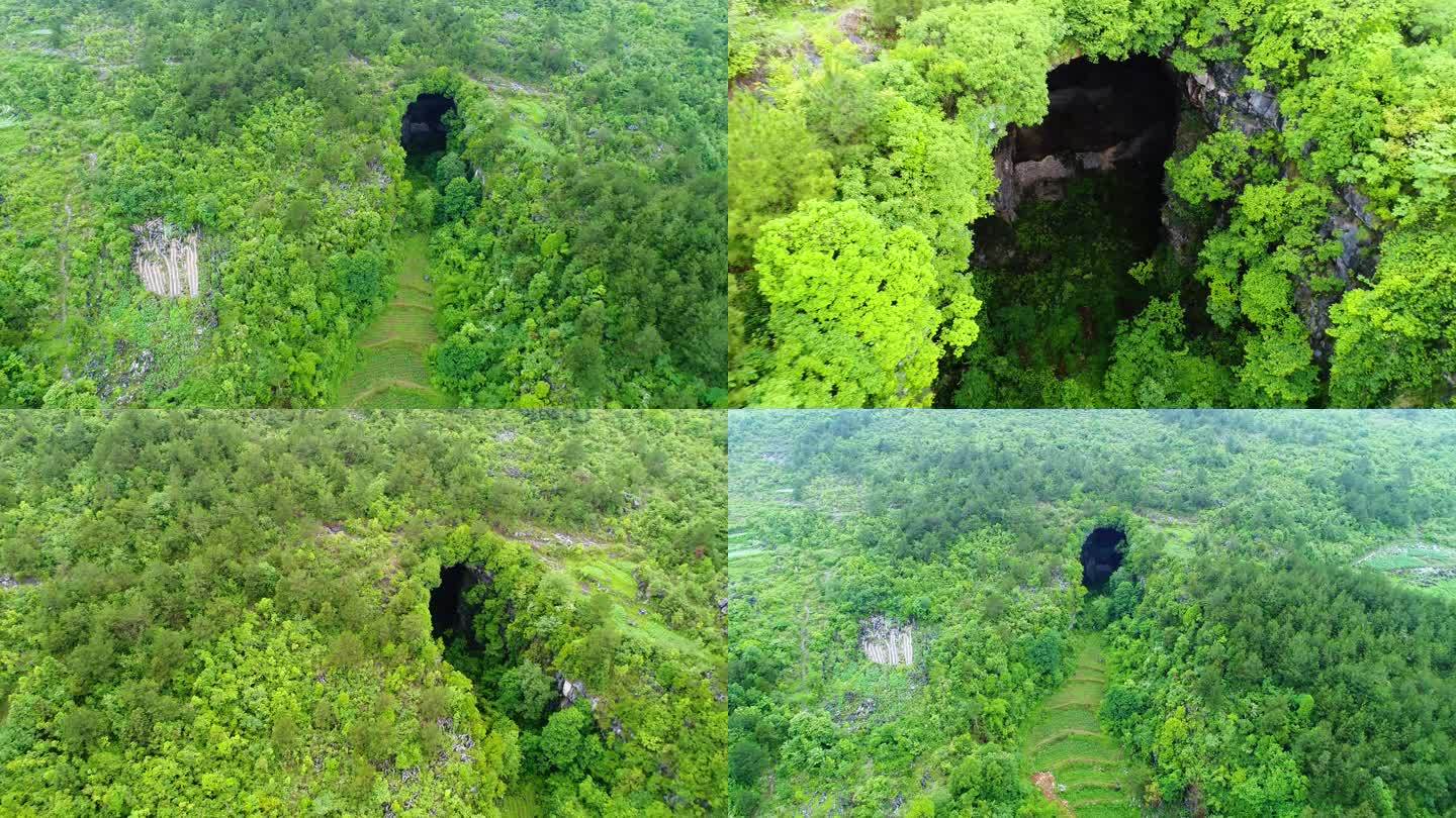 贵州黔东南洞葬入口远景航拍4K