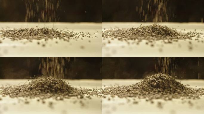 石子砂石撒落特写镜头