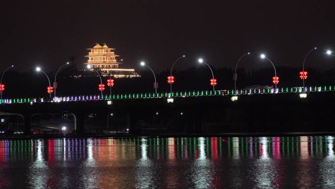 子龙大桥卧虎山观景楼夜景