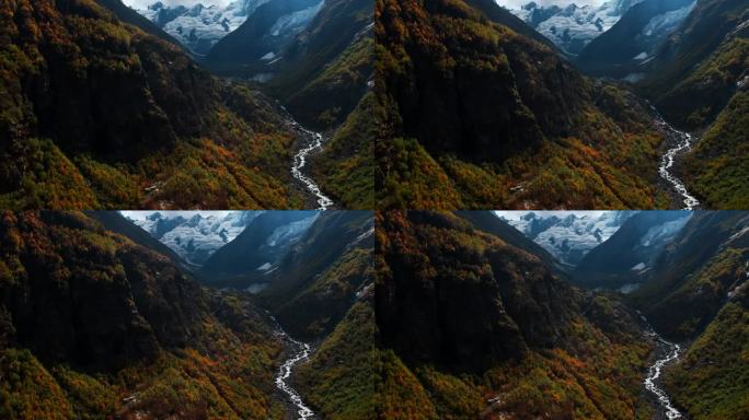 秋日高原美景，山间峡谷，冰川如画