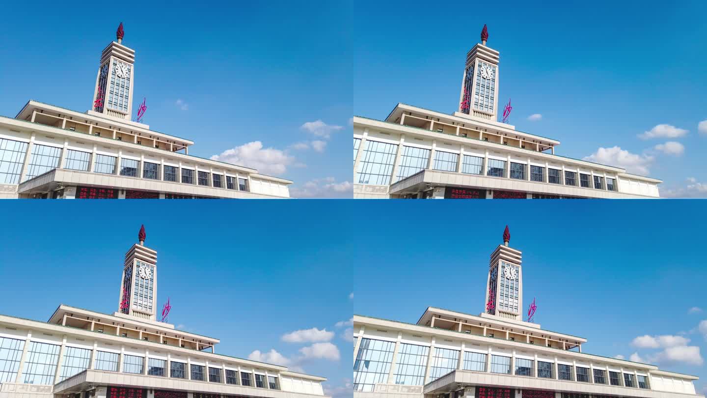湖南省长沙火车站钟楼延时摄影