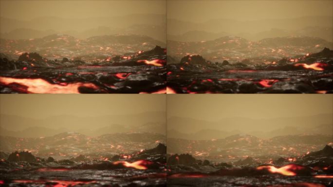 火山爆发，新鲜的热熔岩火焰和气体从火山口喷出