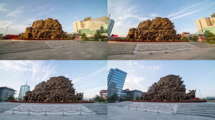 太原地标五一广场南区大范围延时蓝天白云