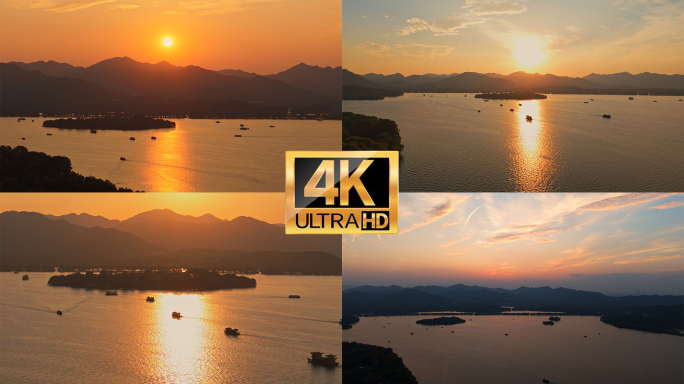 【4K】杭州西湖日落航拍宣传片