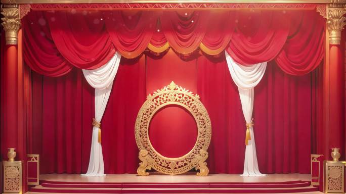 4K大屏中国婚礼宫廷舞台背景
