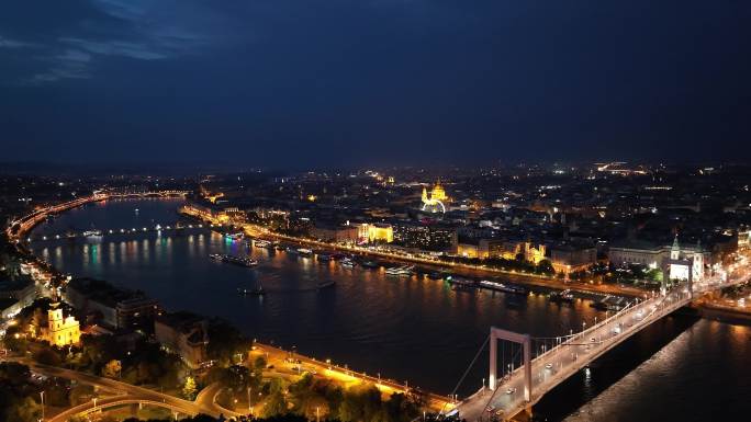 匈牙利布达佩斯夜景航拍