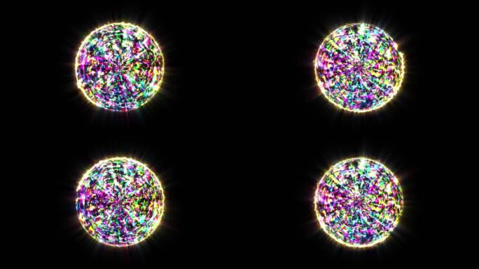 4K彩色闪电能量启动球通道视频-循环-