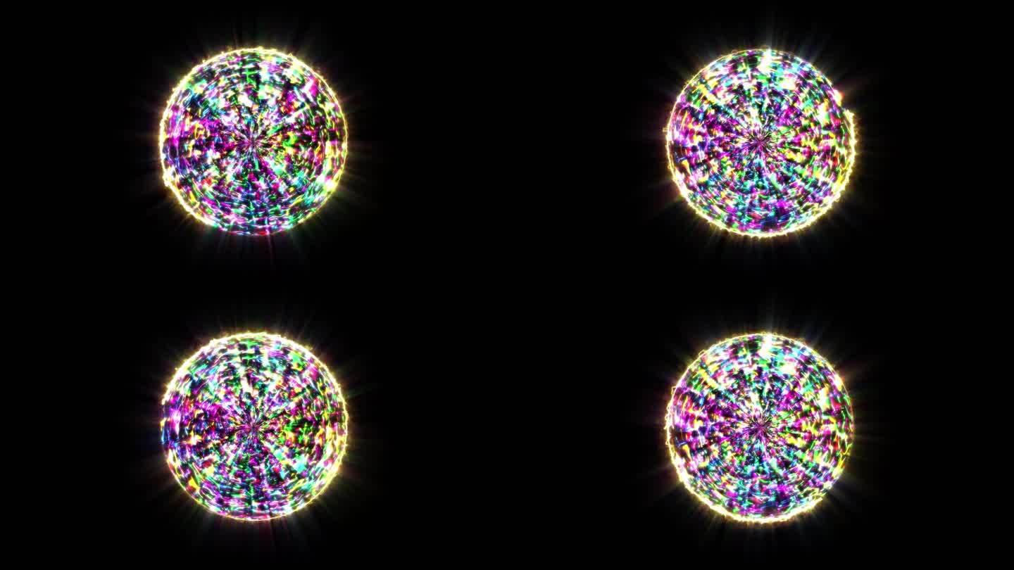 4K彩色闪电能量启动球通道视频-循环-