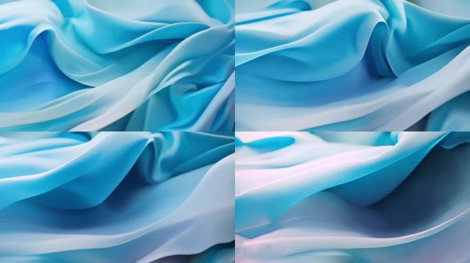 蓝白色丝绸流体布料 抽象