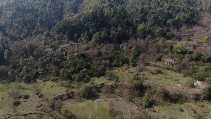 秋日冬天南方森林航拍大景乡村山野荒凉