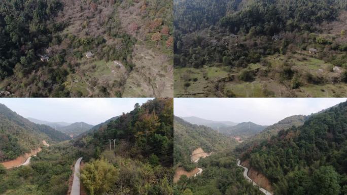 秋日冬天南方森林航拍大景乡村山野荒凉