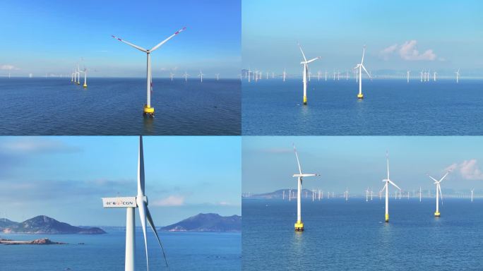 海上风力发电航拍 海上新能源