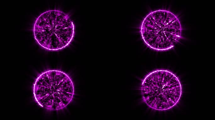 4K粉紫色闪电能量启动球视频循环4