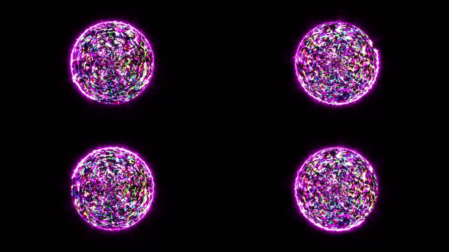 4K彩色闪电能量启动球通道视频-循环 3
