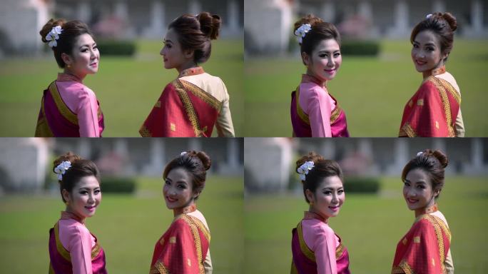 老挝万象盛装美女回眸一笑一带一路友好邻邦