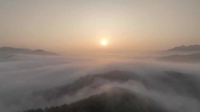 航拍山川山峦云海朝阳日出