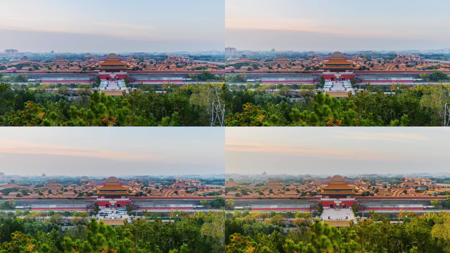 北京立冬景山俯瞰故宫博物院日出全景延时