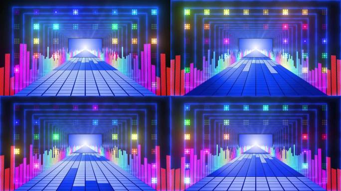 4K动感变色方框隧道音乐之路无缝循环