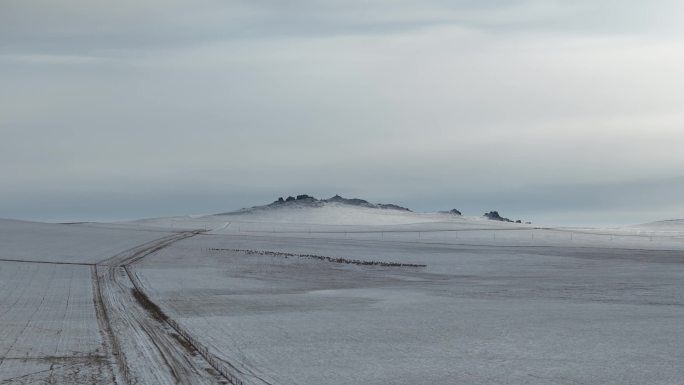 冬季草原雪山