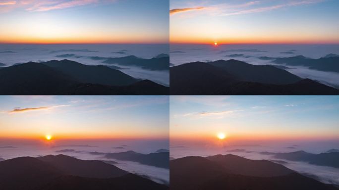 云海山峰森林日出延时