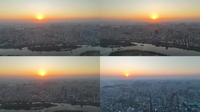 4K航拍夕阳下衡阳耒阳市城市全景6