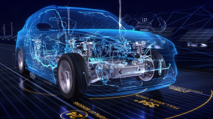 科技新能源汽车研发锂电池充电汽车底盘行驶