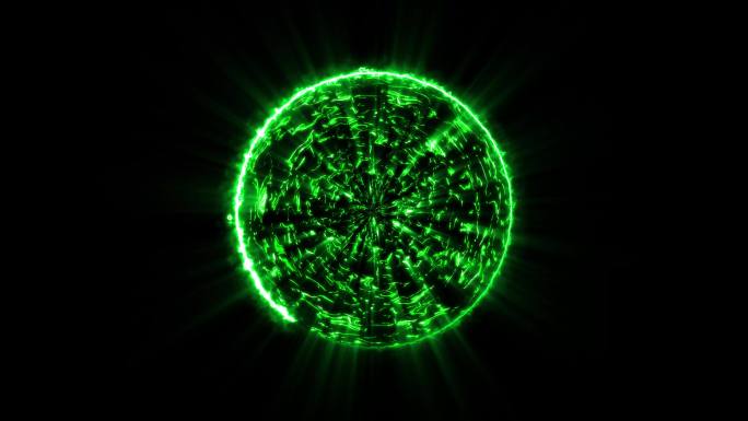 4K绿色闪电能量启动球视频循环4