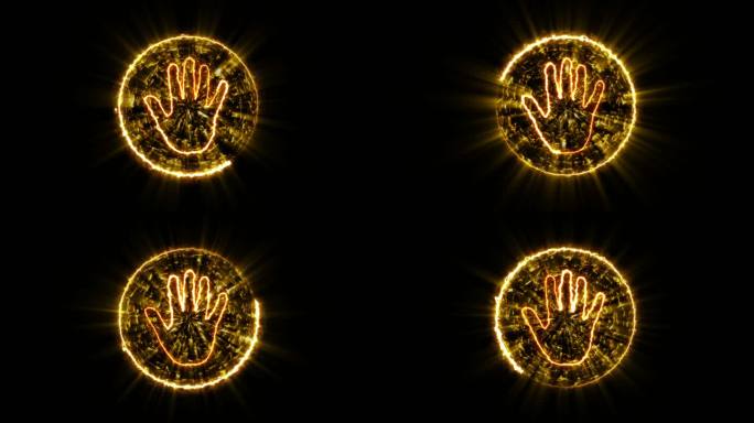 4K金色手掌印闪电能量启动球通道-循环