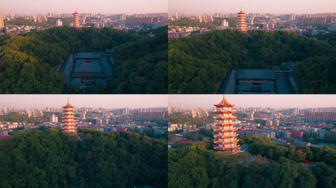 航拍益阳会龙山福源寺幸福塔