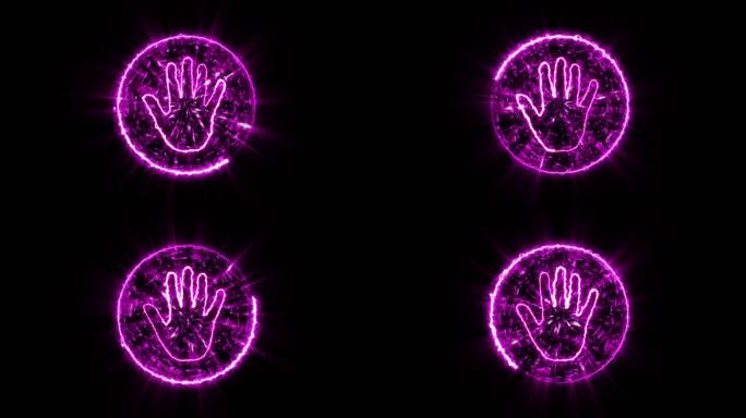 4K粉紫色手掌印闪电能量启动球通道-循环