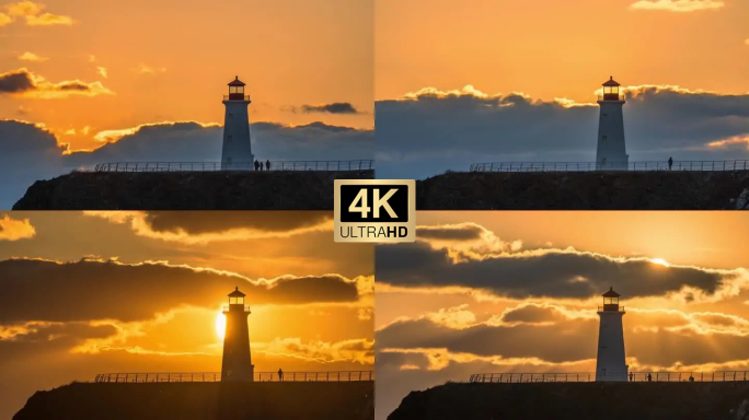 大连泊霞湾灯塔朝霞火烧云日出延时摄影