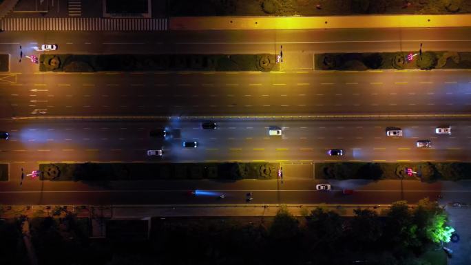 城市道路车流夜景航拍宣传纪录片段