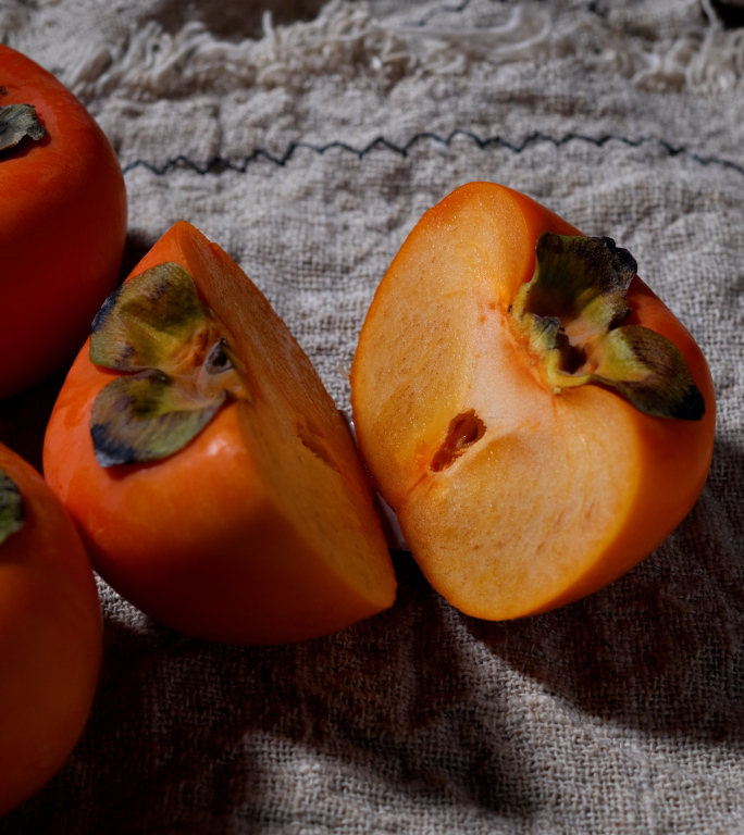 秋天成熟果实脆柿子竖屏视频素材