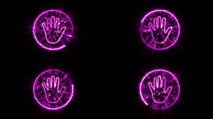 4K粉紫色左手掌印闪电能量启动球通道循环